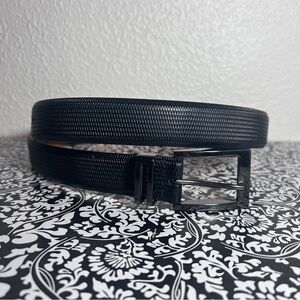 Remo Tullíani Italian Calfskin Leather Belt Diamond Print, Gunmetal Buckle 36